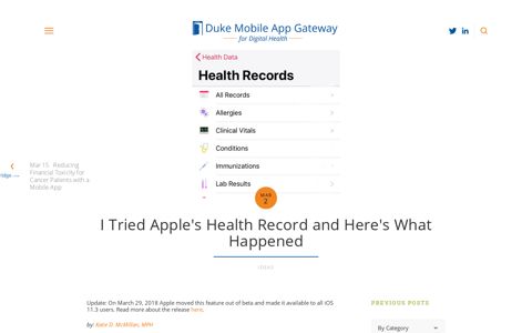 Mar 2 I Tried Apple's Health Record and Here's What Happened