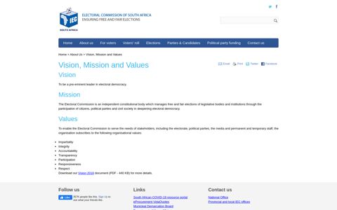Vision, Mission and Values - Electoral Commission