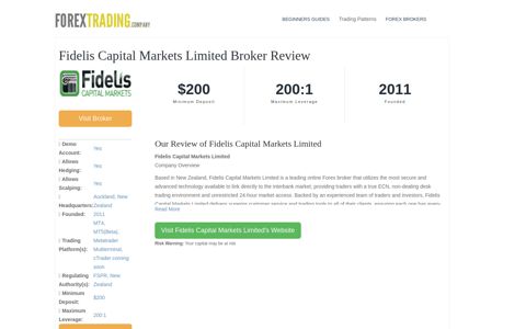 Fidelis Capital Markets Limited Forex Broker Review: Sign Up ...