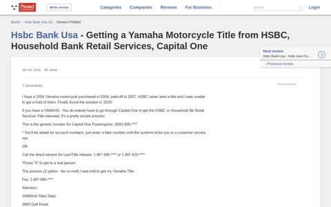 Hsbc Bank Usa - Getting a Yamaha Motorcycle Title from ...