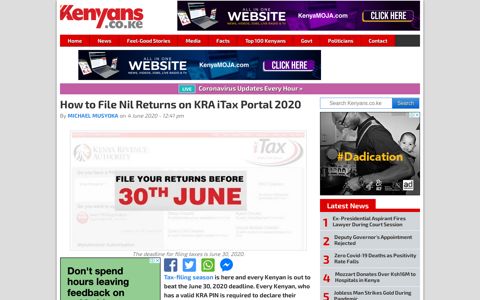 How to File Nil Returns on KRA iTax Portal 2020 - Kenyans.co ...