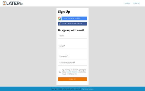 Sign Up | Later.io