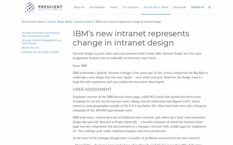 IBM's new intranet represents change in intranet design ...