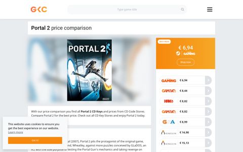 Portal 2 price comparison - Game-Key-Compare.com