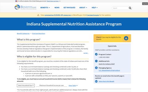 Indiana Supplemental Nutrition Assistance Program | Benefits ...