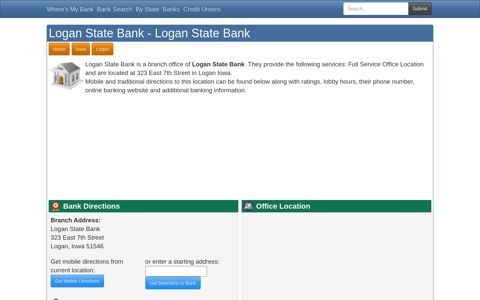 Logan State Bank in Logan Iowa - 323 East 7th Street Hours ...