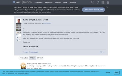 Auto Login Local User | Jamf Nation