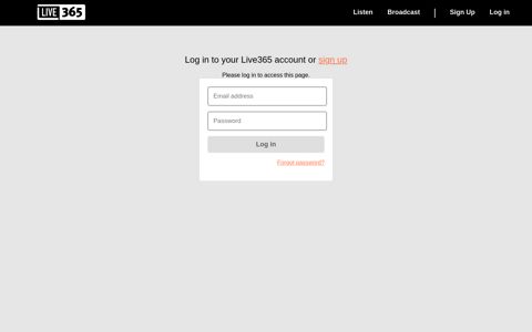Accounts | Sign In - Live365