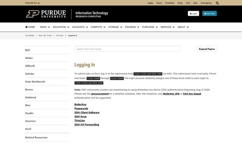 Logging In - ITaP Research Computing - Knowledge - Purdue ...