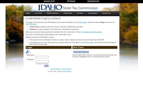 Idaho State Tax Commission - Idaho Tax Payment Portal Login