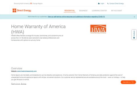 Home Warranty of America (HWA) - Direct Energy