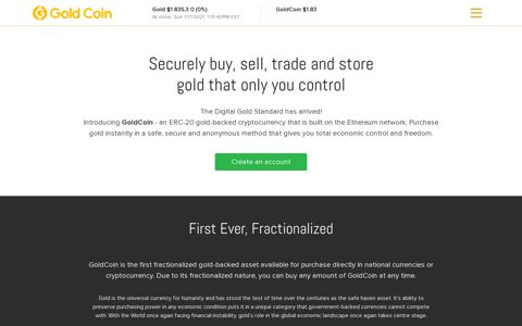 GoldCoin.com: Digital Gold Backed Cryptocurrency