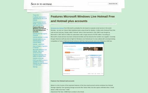 Features Microsoft Windows Live Hotmail Free and Hotmail ...