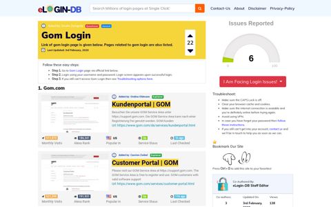 Gom Login - A database full of login pages from all over the internet!