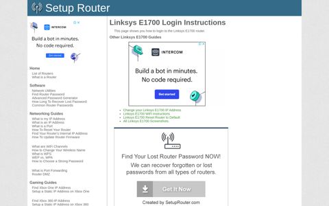 How to Login to the Linksys E1700 - SetupRouter