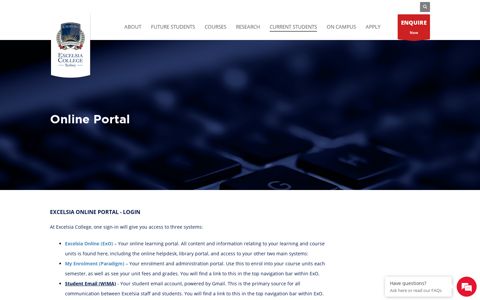 Online Student Portal | Excelsia College