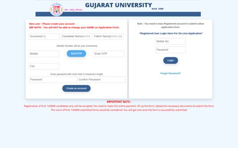 Gujarat University | CCC Exam | Application Login