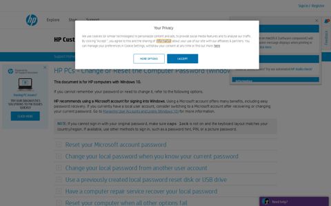 HP PCs - Change or Reset the Computer Password (Windows ...