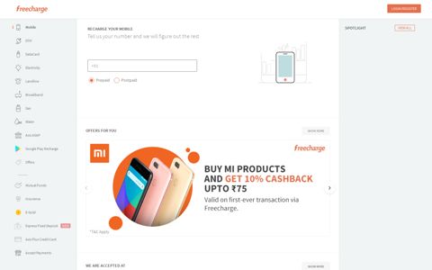 Online Prepaid Mobile Recharge on FreeCharge