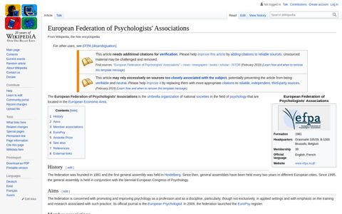 European Federation of Psychologists' Associations - Wikipedia