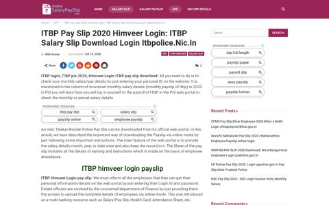 ITBP pay slip 2020 himveer login: ITBP Salary Slip Download ...