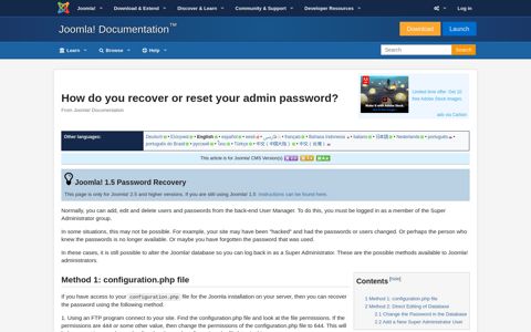How do you recover or reset your admin password? - Joomla ...