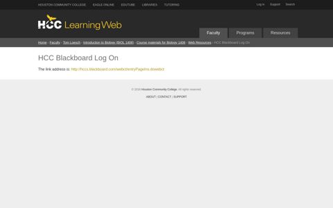 HCC Blackboard Log On — HCC Learning Web
