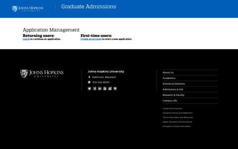 Application Management - Graduate Admissions - Johns ...