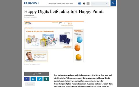 Happy Digits heißt ab sofort Happy Points - Horizont