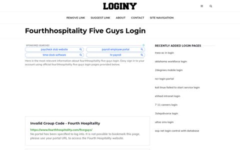 Fourthhospitality Five Guys Login ✔️ One Click Login