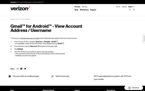 Gmail for Android - View Account Address / Username | Verizon