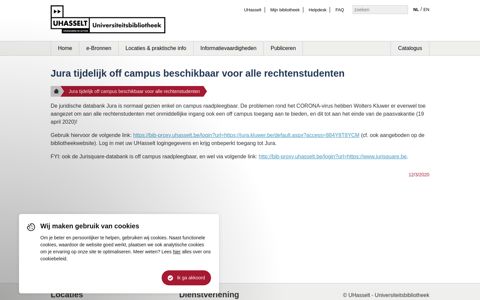 Jura tijdelijk off campus beschikbaar voor alle rechtenstudenten
