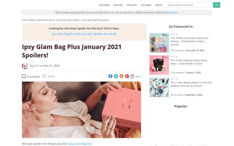 Ipsy Glam Bag Plus January 2021 Spoilers! | MSA