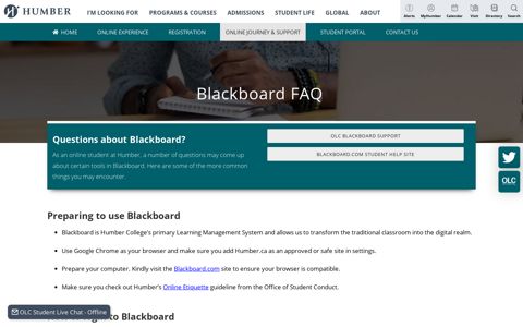 BLACKBOARD FAQ - humberOnline
