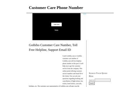 Goibibo Customer Care Contact Number, Toll Free Helpline ...