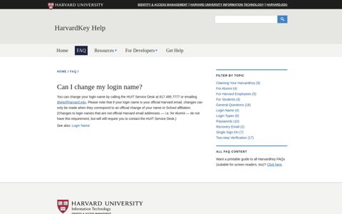 Can I change my login name? | HarvardKey Help