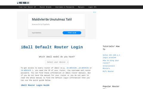 iBall routers - Login IPs and default usernames & passwords