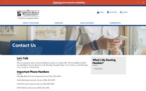 Contact | The Community Bank of Western Springs
