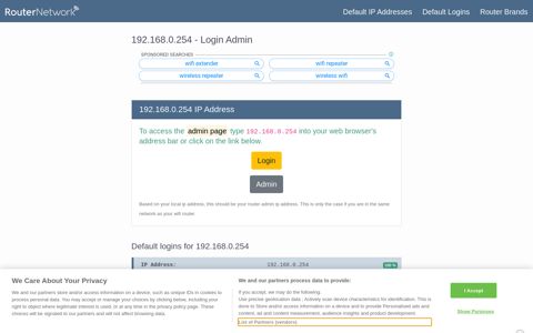 192.168.0.254 - Login Admin - Router Network