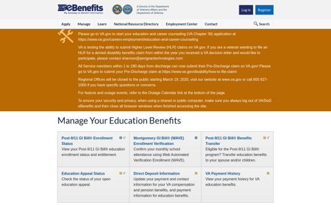 Manage Education Benefits - VA/DoD eBenefits