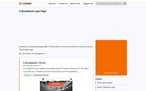 G Broadband Login Page - loginee.com logo loginee