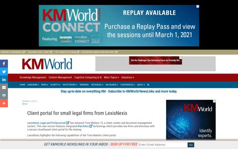 Client portal for small legal firms from LexisNexis - KMWorld