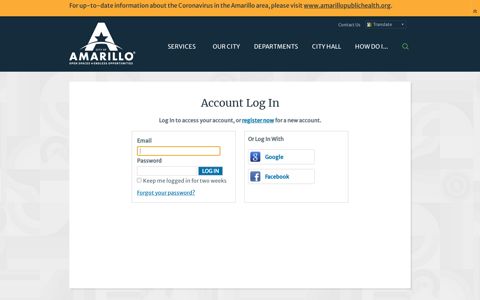 Account Log In | City of Amarillo, TX - Amarillo.gov