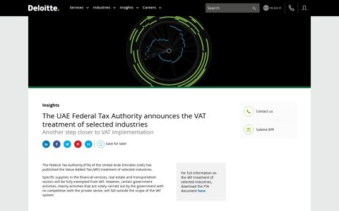 The UAE Federal Tax Authority announces the VAT treatment ...
