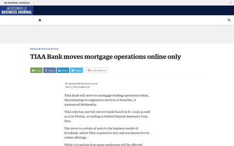 TIAA Bank moves mortgage operations online only ...