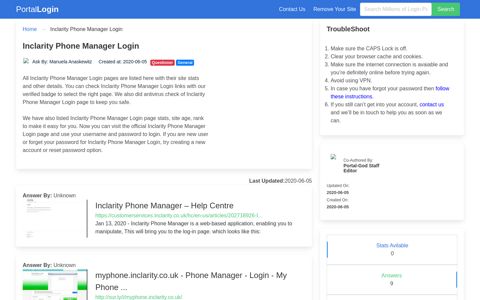 Inclarity Phone Manager Login Page - Portal Login or Sign Up