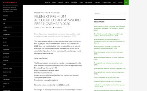 filenext premium account login password Free November 2020