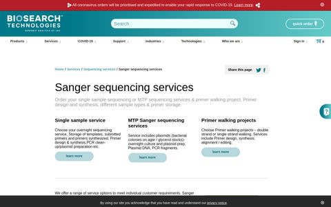 Sanger sequencing services | LGC Biosearch Technologies