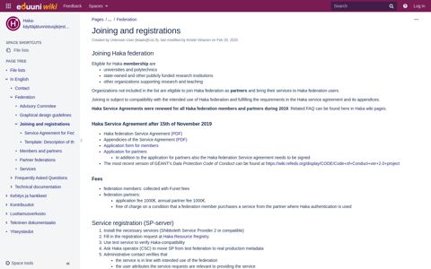 Joining and registrations - Haka-käyttäjätunnistusjärjestelmä ...