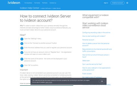 How to connect Ivideon Server to Ivideon account?